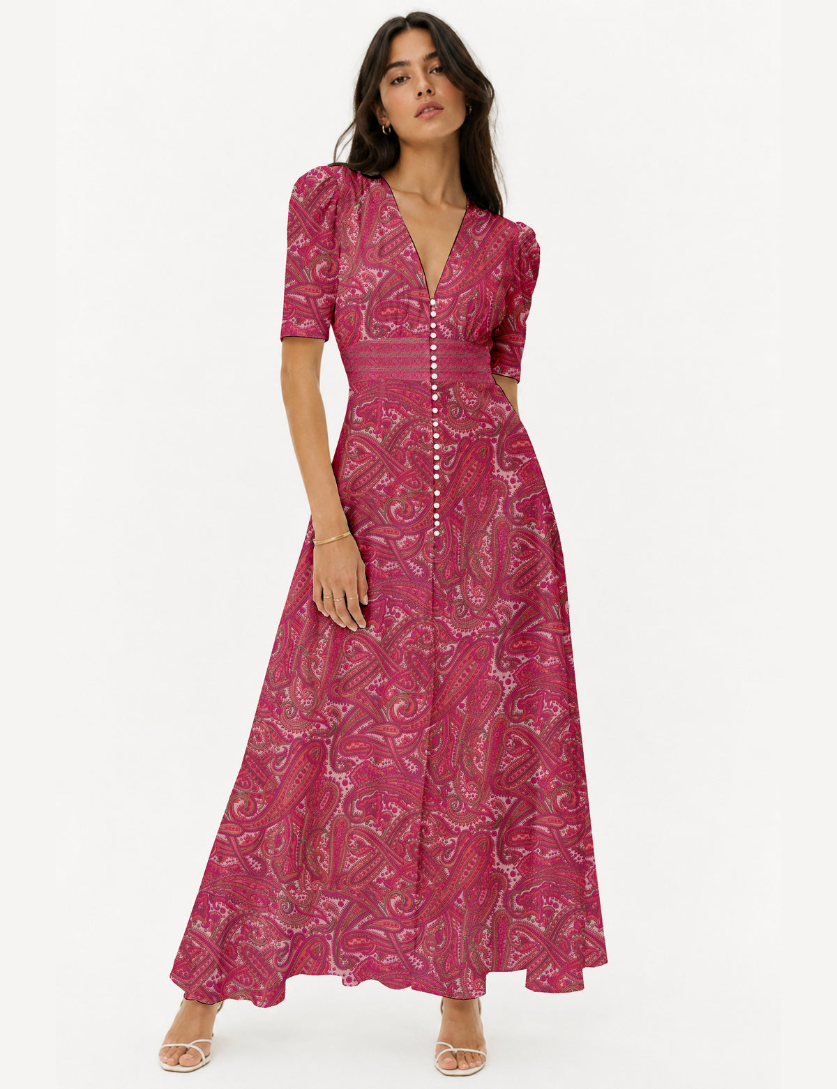 Maxi romantic dress - Pink Paisley