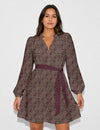 Swing dress with belt - Pink Paisley
