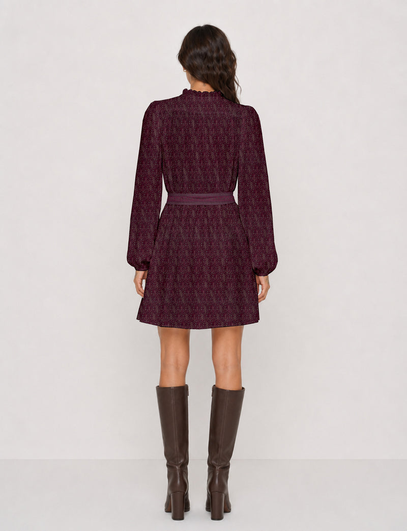 Swing dress with belt - Pink Paisley