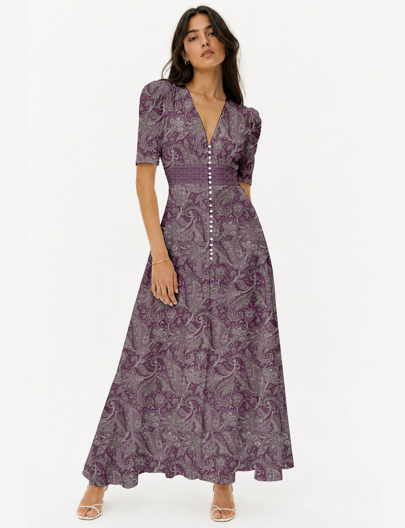 Maxi romantic dress - Pink Paisley