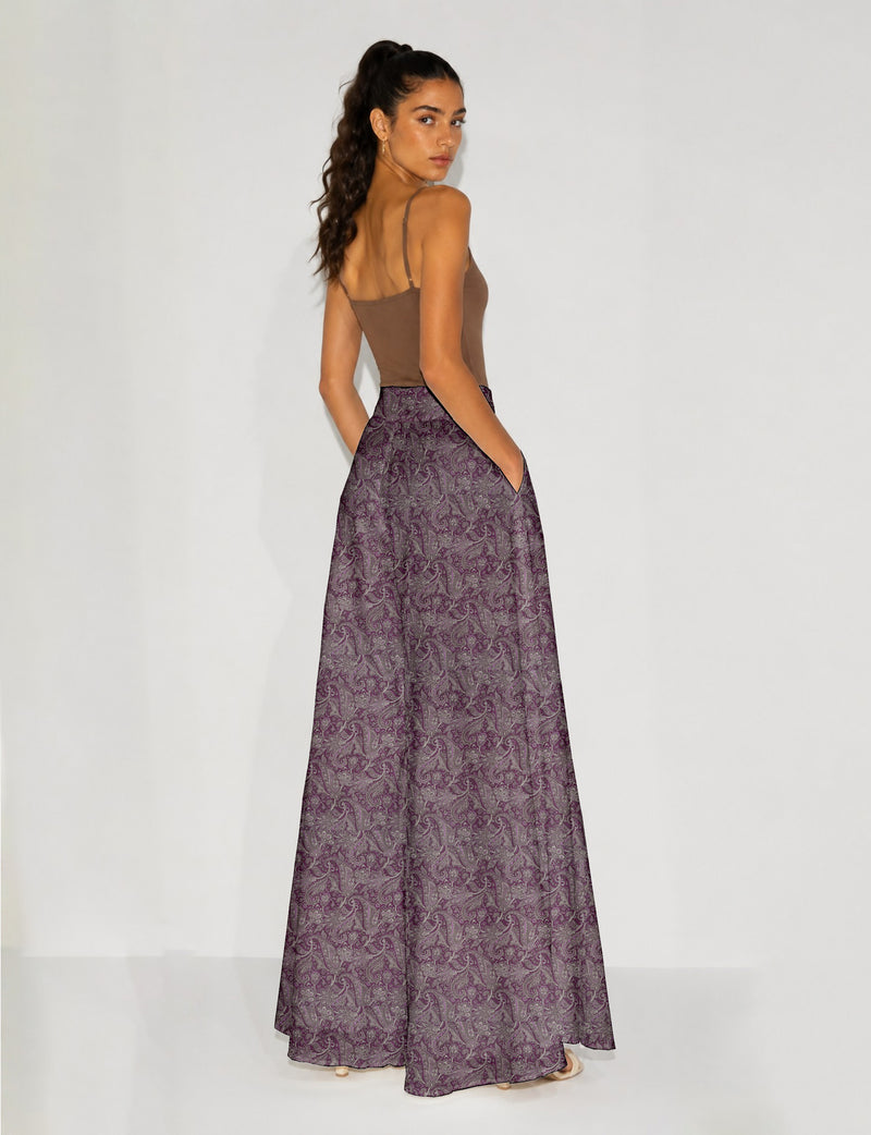 Wide Leg Palazzo Trousers - Pink Paisley