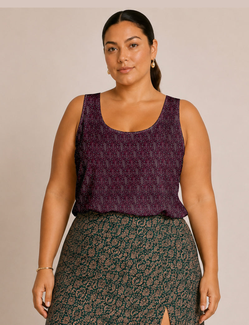 Sleeveless blouse - Pink Paisley
