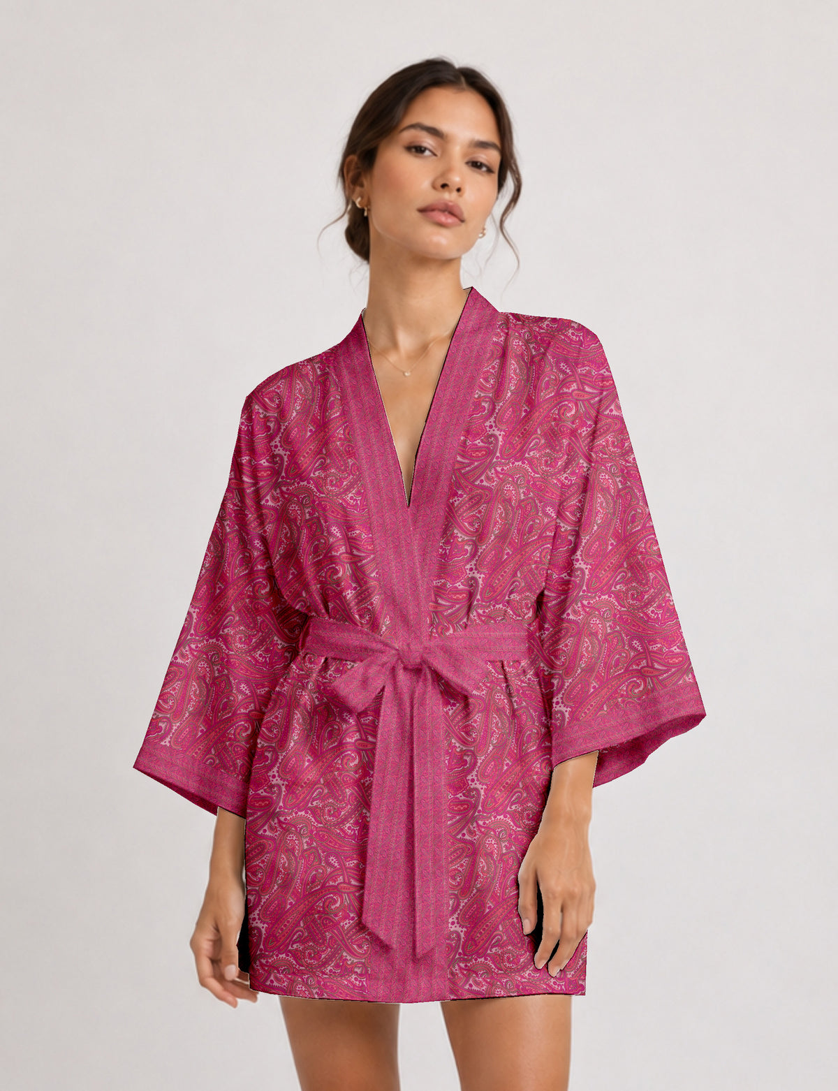 Short kimono robe -  Paisley