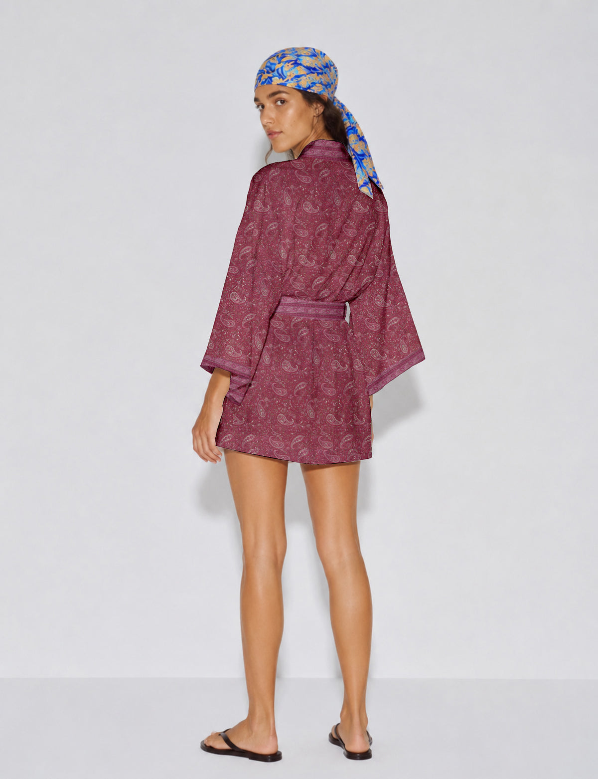 Short kimono robe -  Paisley