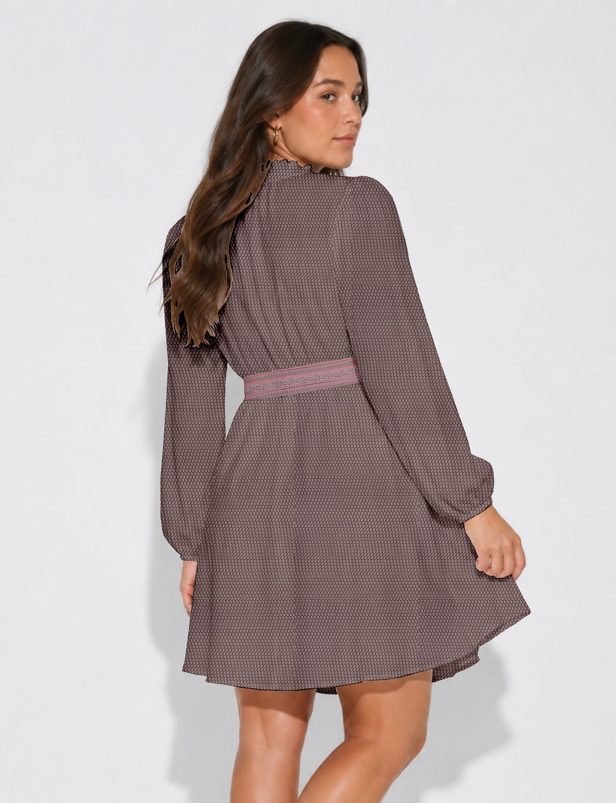 Swing dress with belt - Pink Tropical