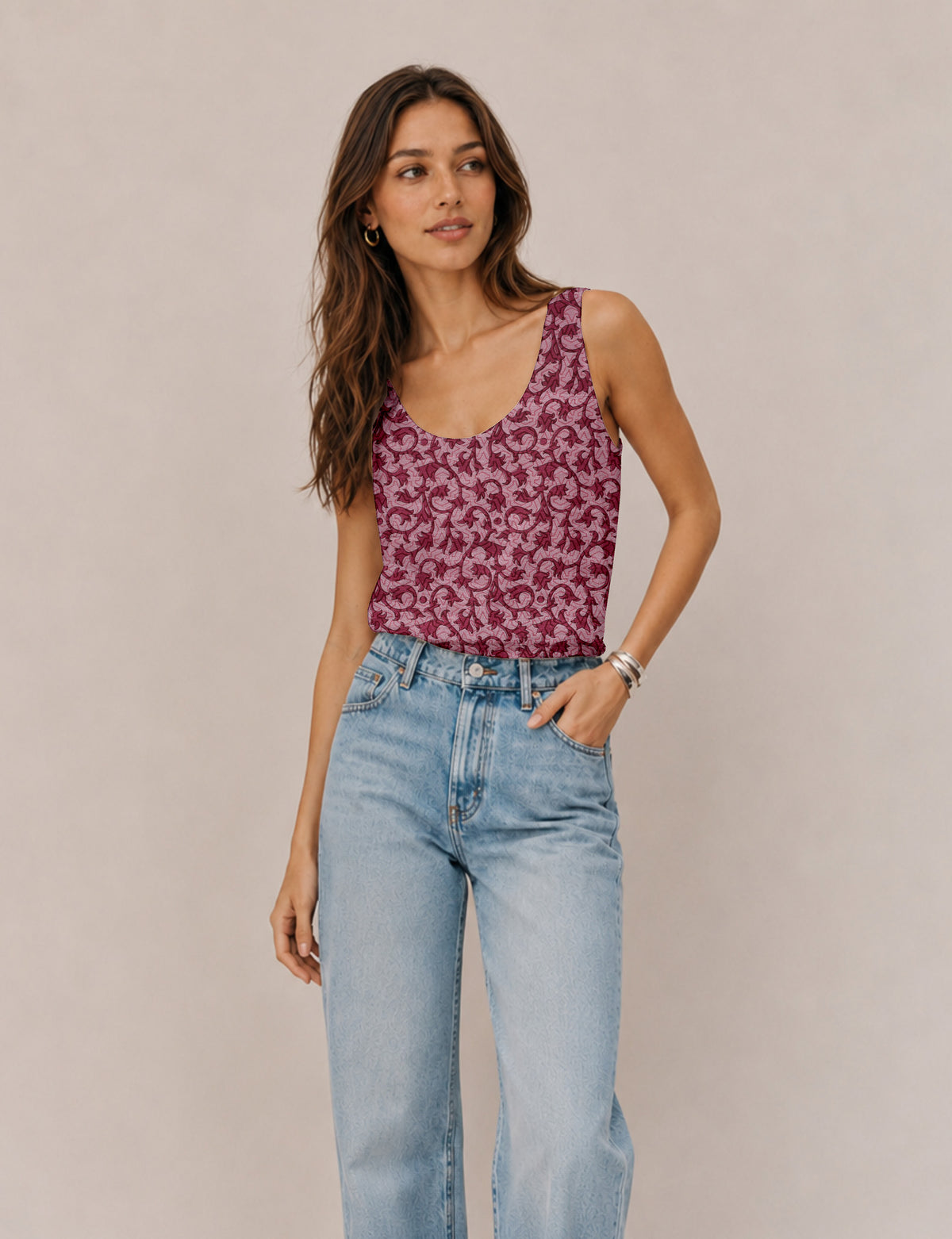 Sleeveless blouse - Pink Tropical