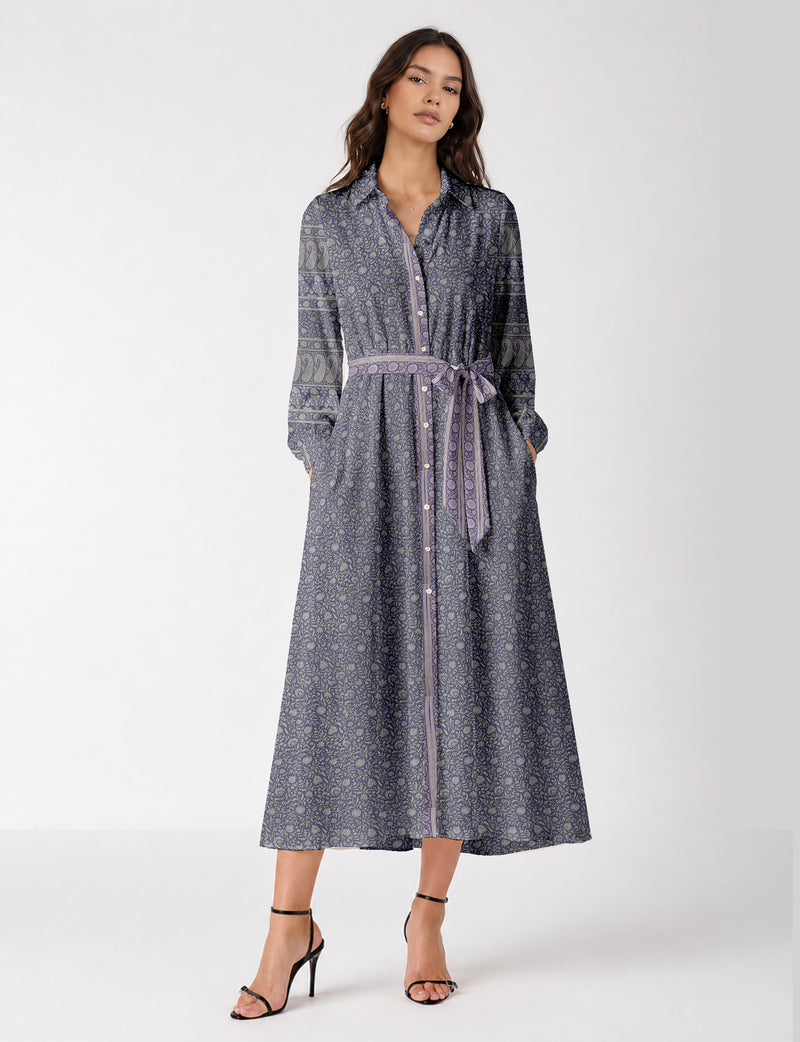 Long shirt dress - Purple Tropical