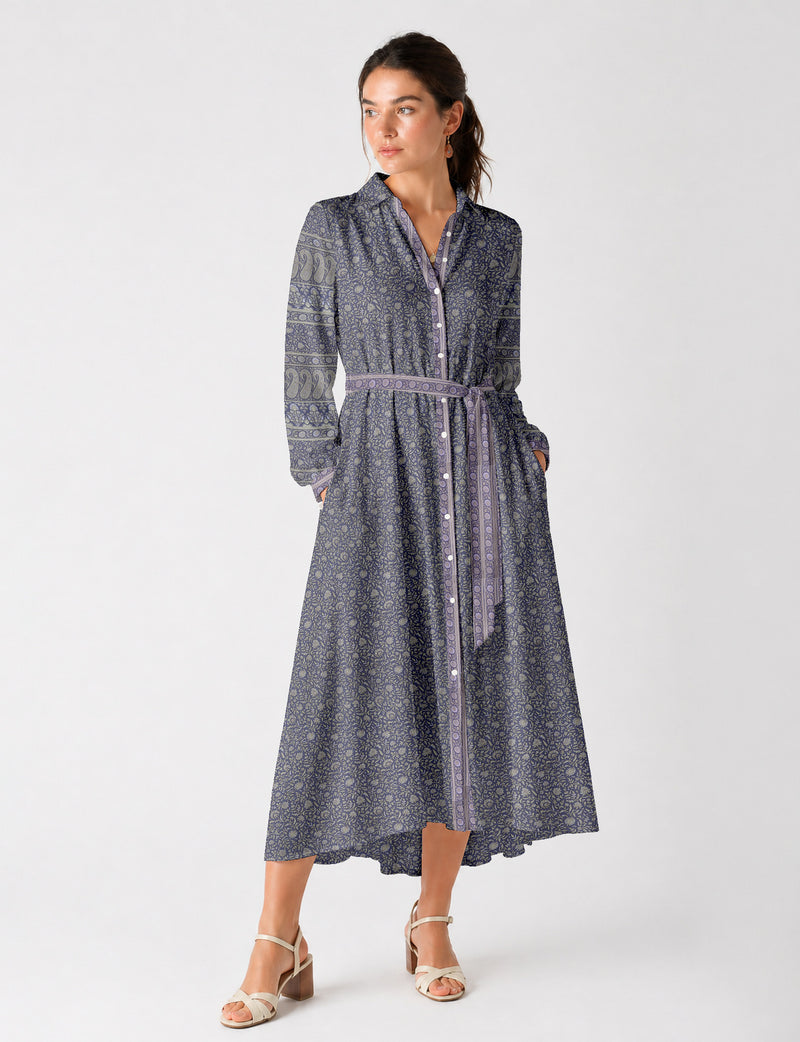 Long shirt dress - Purple Tropical