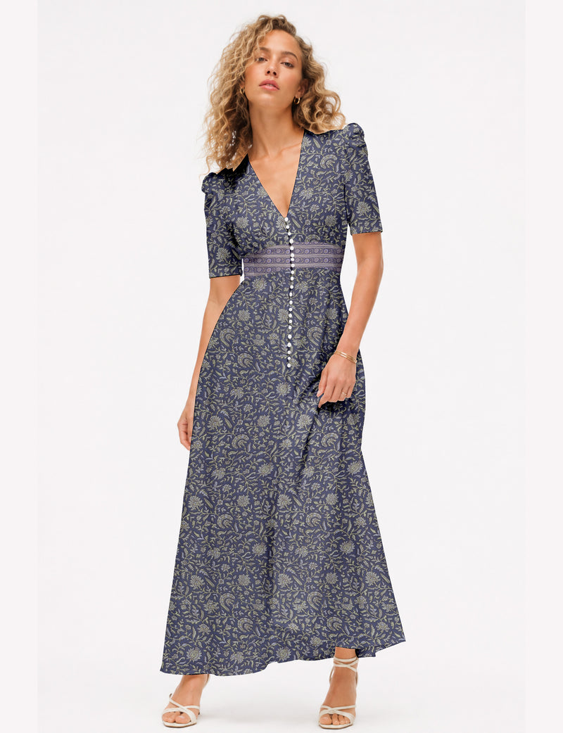 Maxi romantic dress - Purple Tropical