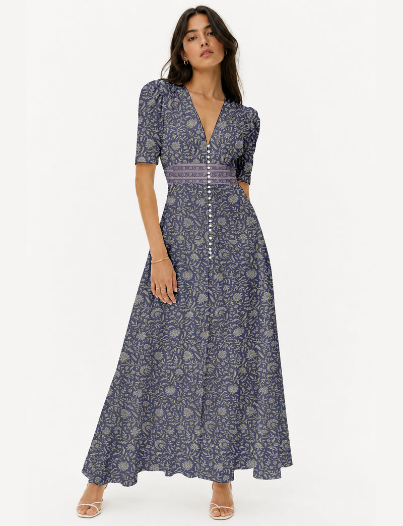 Maxi romantic dress - Purple Tropical