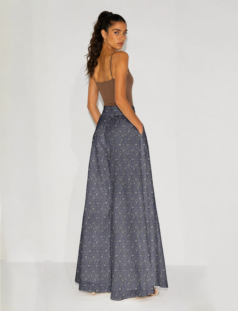 Wide Leg Palazzo Trousers - Purple Tropical