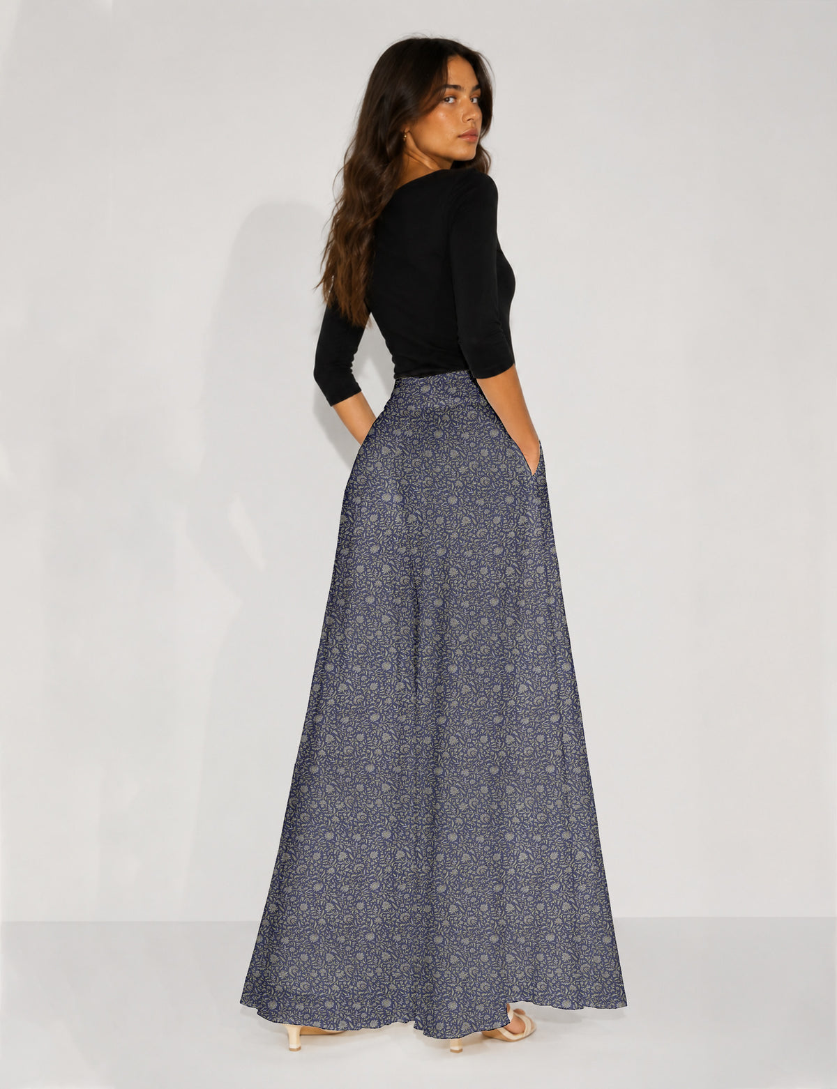 Wide Leg Palazzo Trousers - Purple Tropical