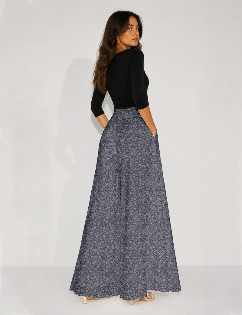 Wide Leg Palazzo Trousers - Purple Tropical