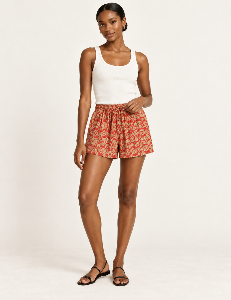 Shorts - Orange Indian Ethnic