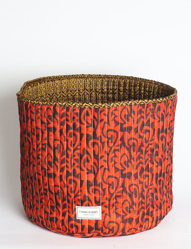 Quilted storage basket - Red Tropical