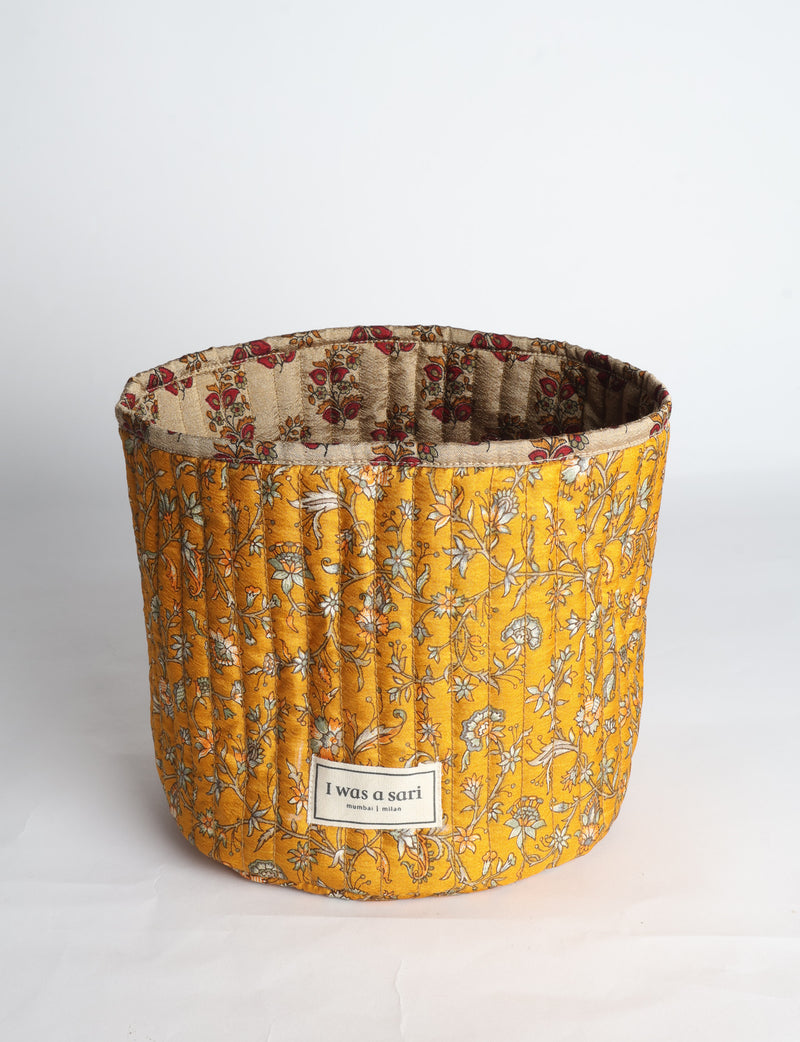 Quilted storage basket - Yellow Tropical