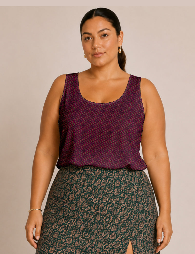 Sleeveless blouse - Red Floral