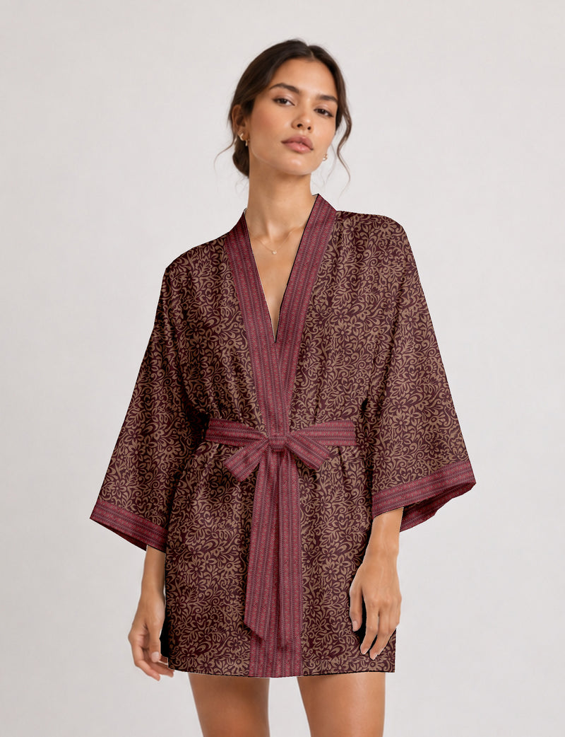 Short kimono robe -  Floral