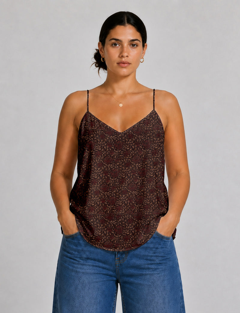 Top lencero - Hojas rojas