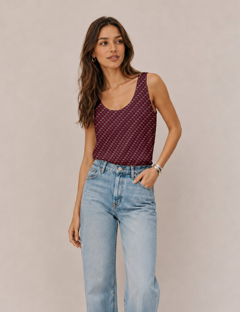 Sleeveless blouse - Red Micro Design