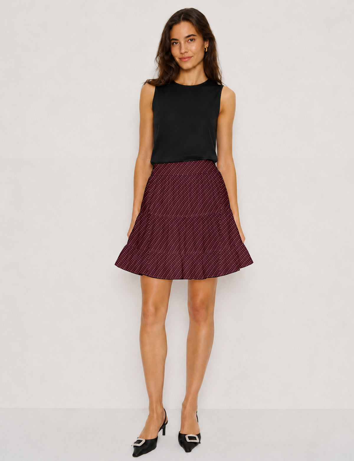 Short tiered skirt - Red Micro Design