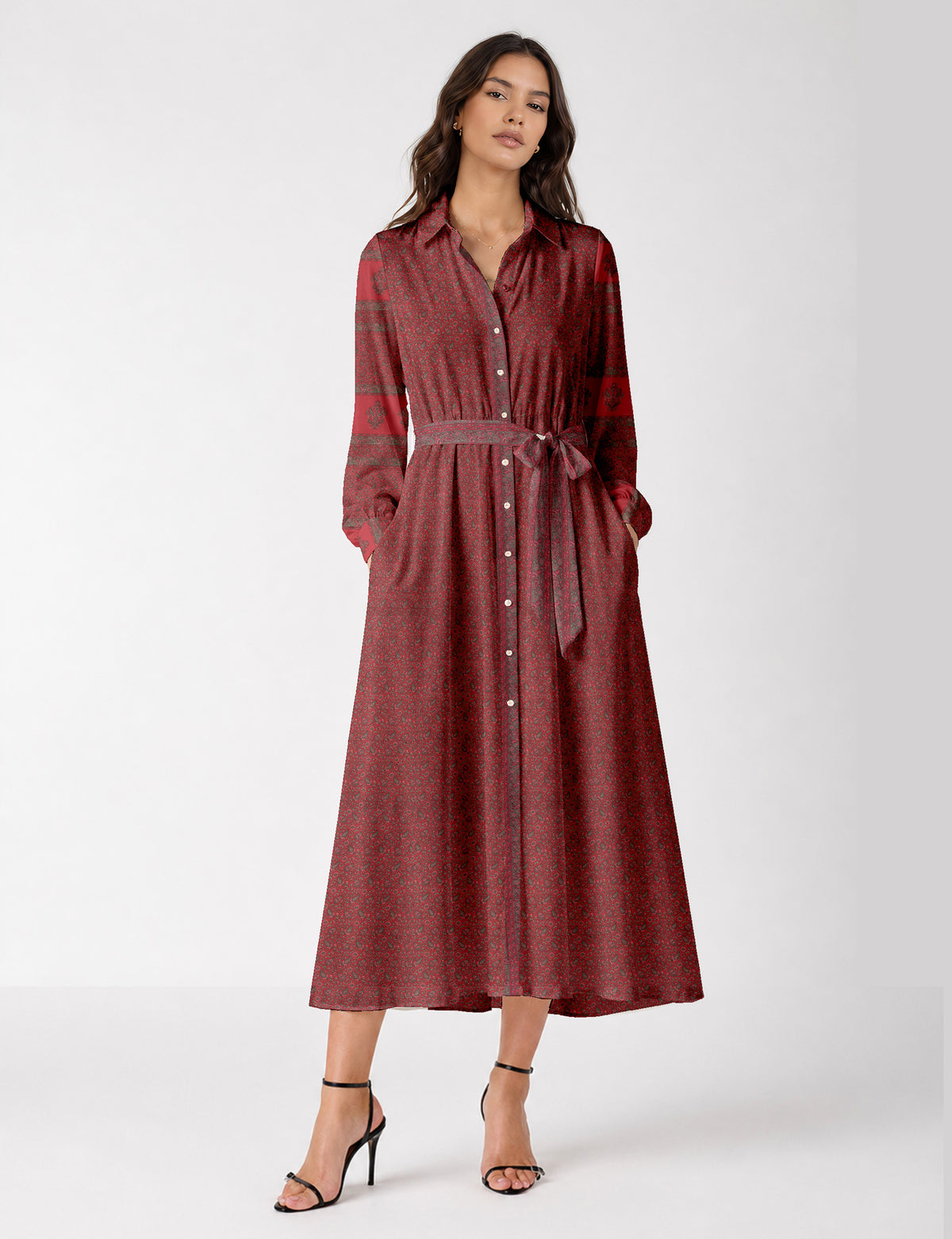 Long shirt dress - Red Paisley