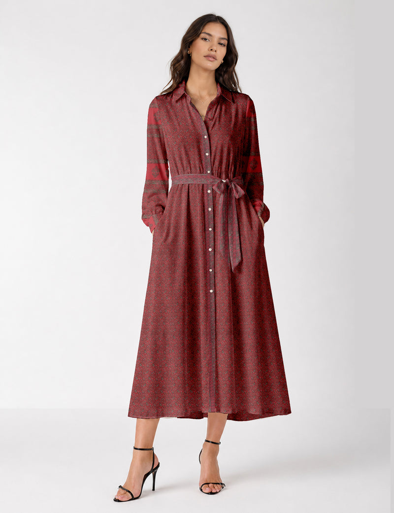 Long shirt dress - Red Paisley