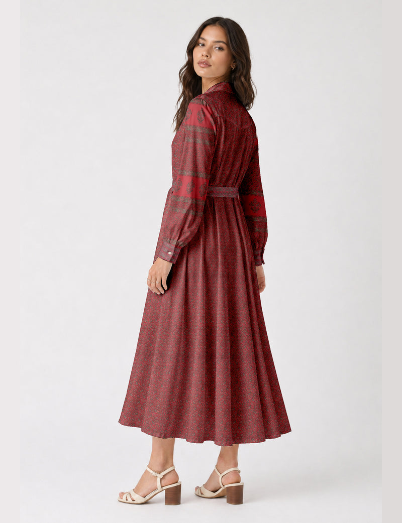 Long shirt dress - Red Paisley