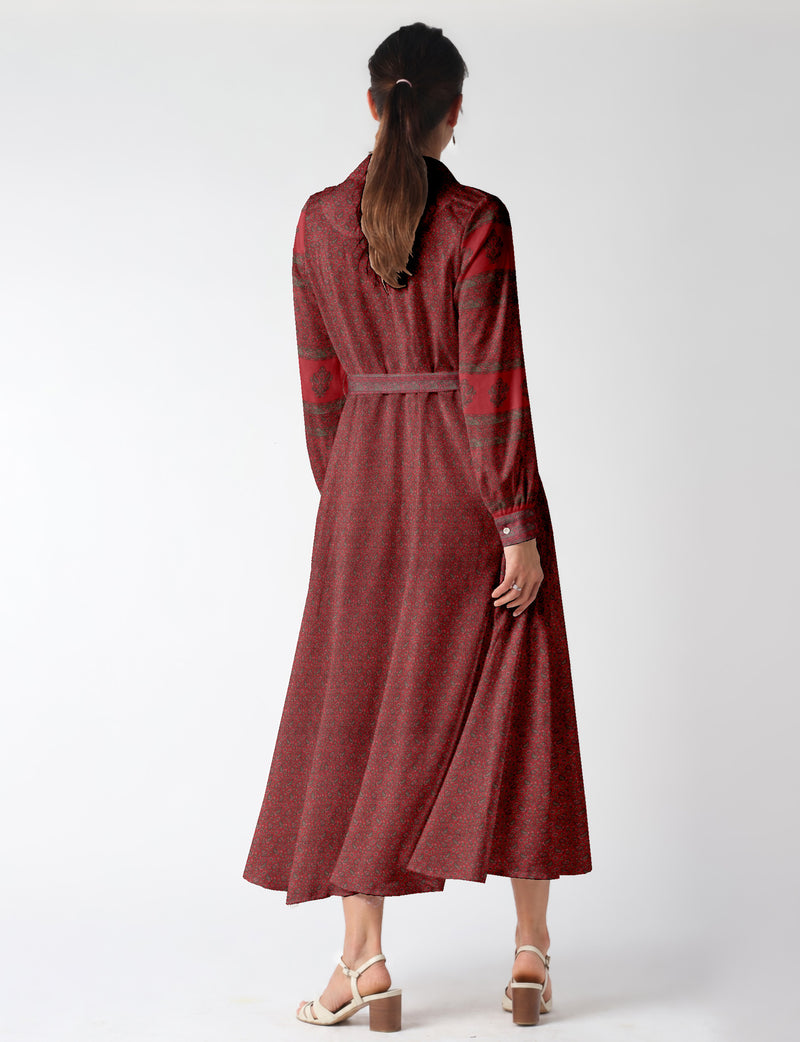 Long shirt dress - Red Paisley