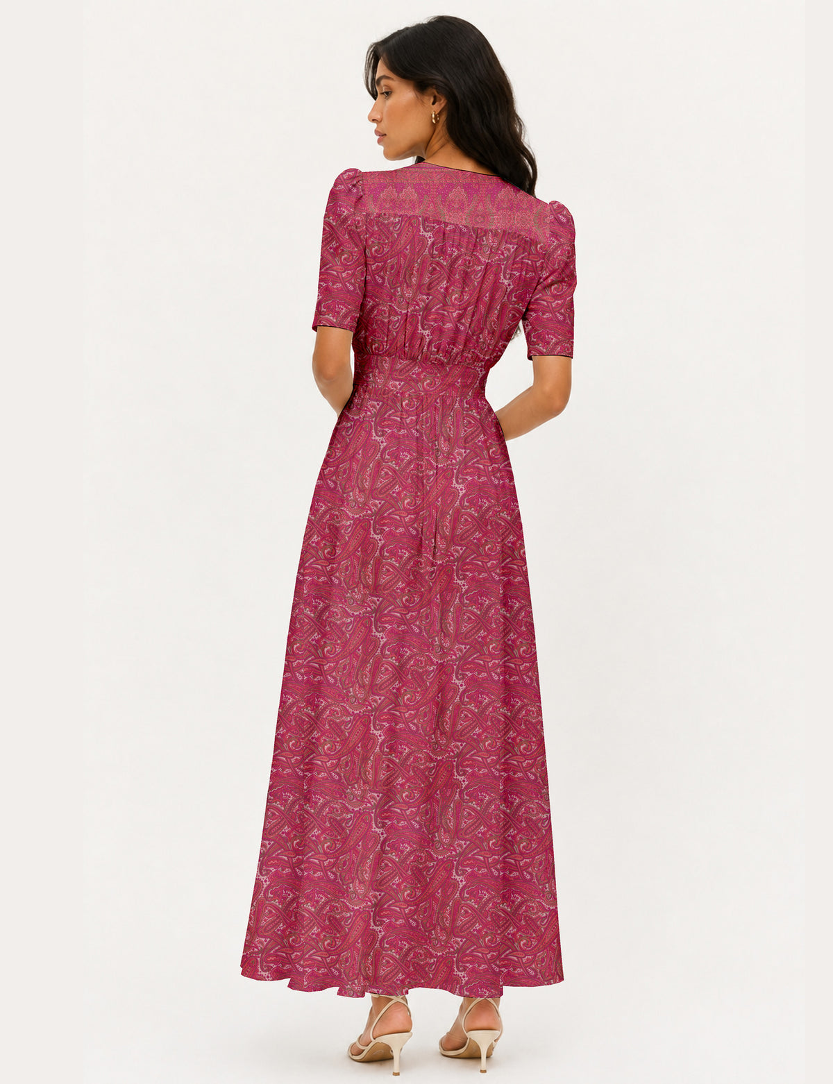 Abito maxi romantico - Rosa Paisley