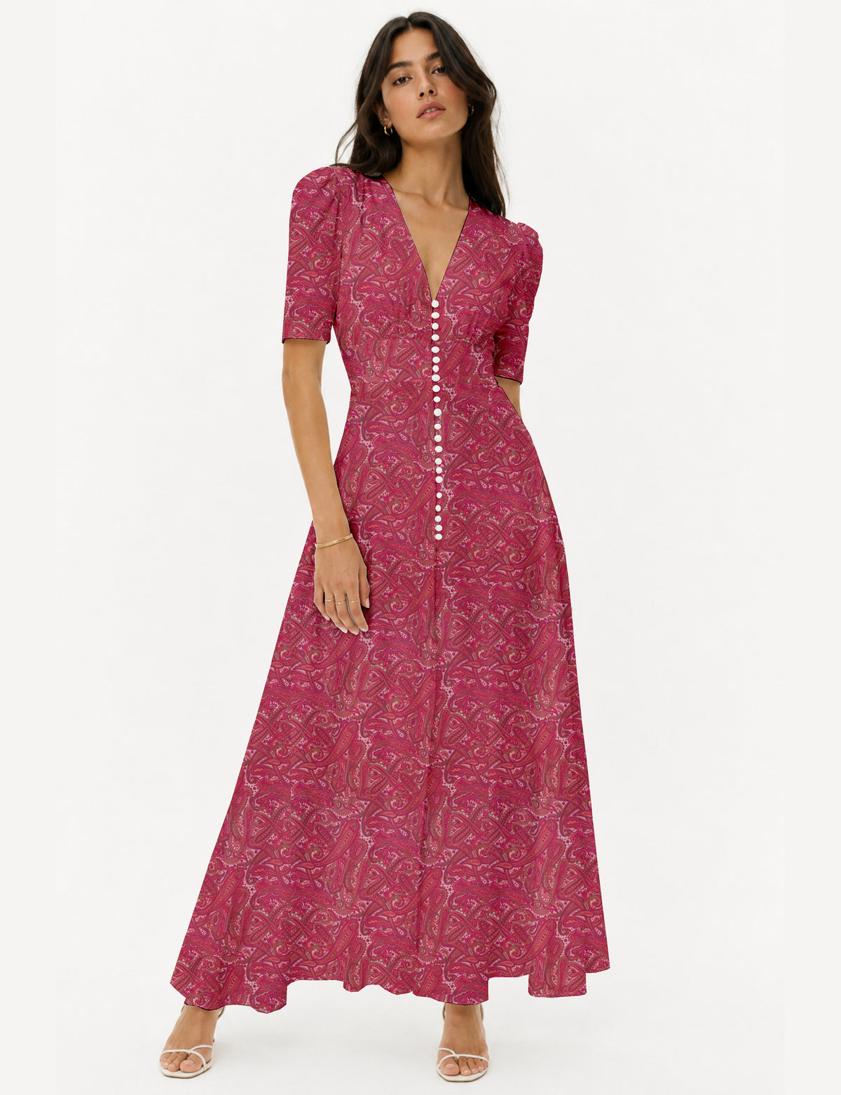Abito maxi romantico - Rosa Paisley