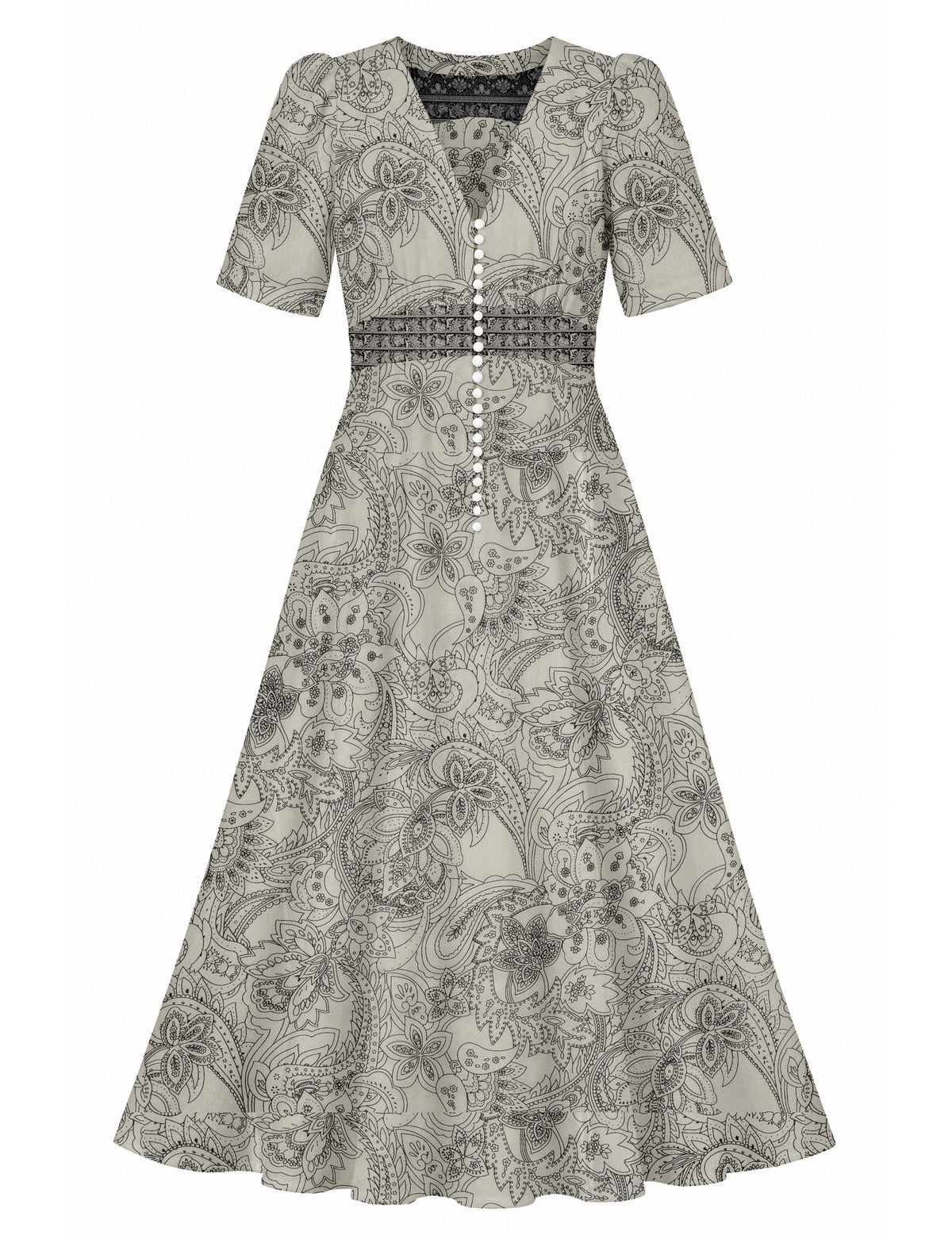 Romantisches Maxikleid - Weiß Paisley