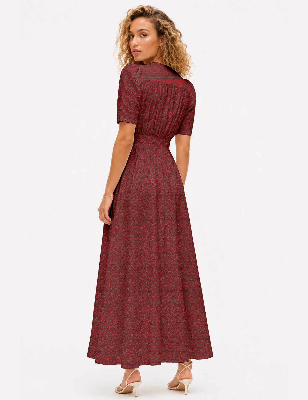 Maxi romantic dress - Red Paisley
