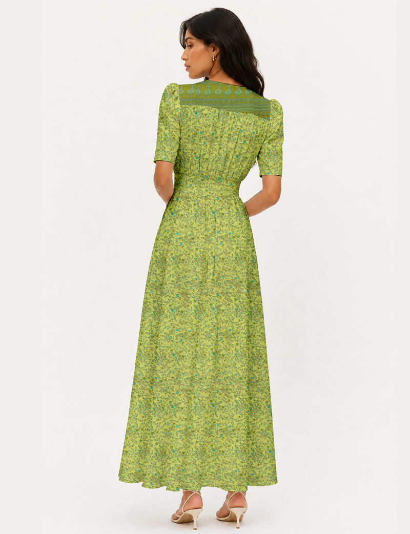 Maxi romantic dress - Yellow Floral