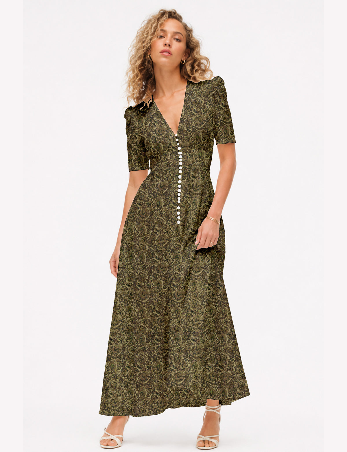 Maxi romantic dress - Green Tropical