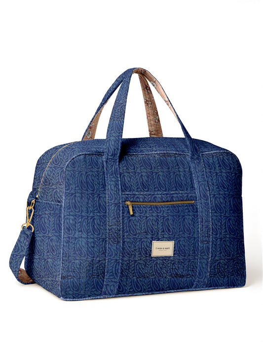 Quilted duffle bag - Blue Paisley