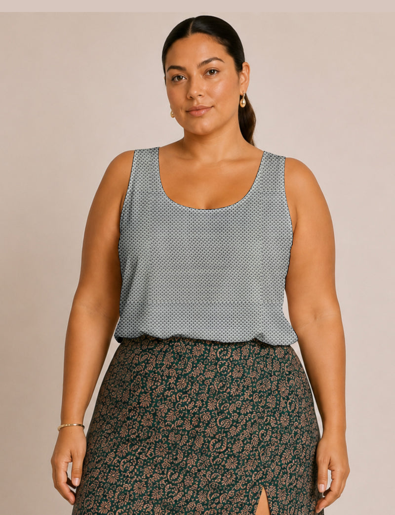 Sleeveless blouse - White Floral