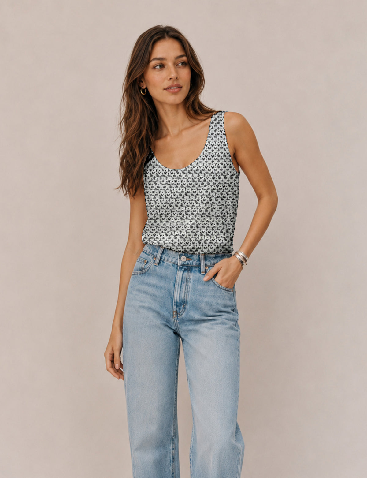 Blusa sin mangas - Blanco Floral