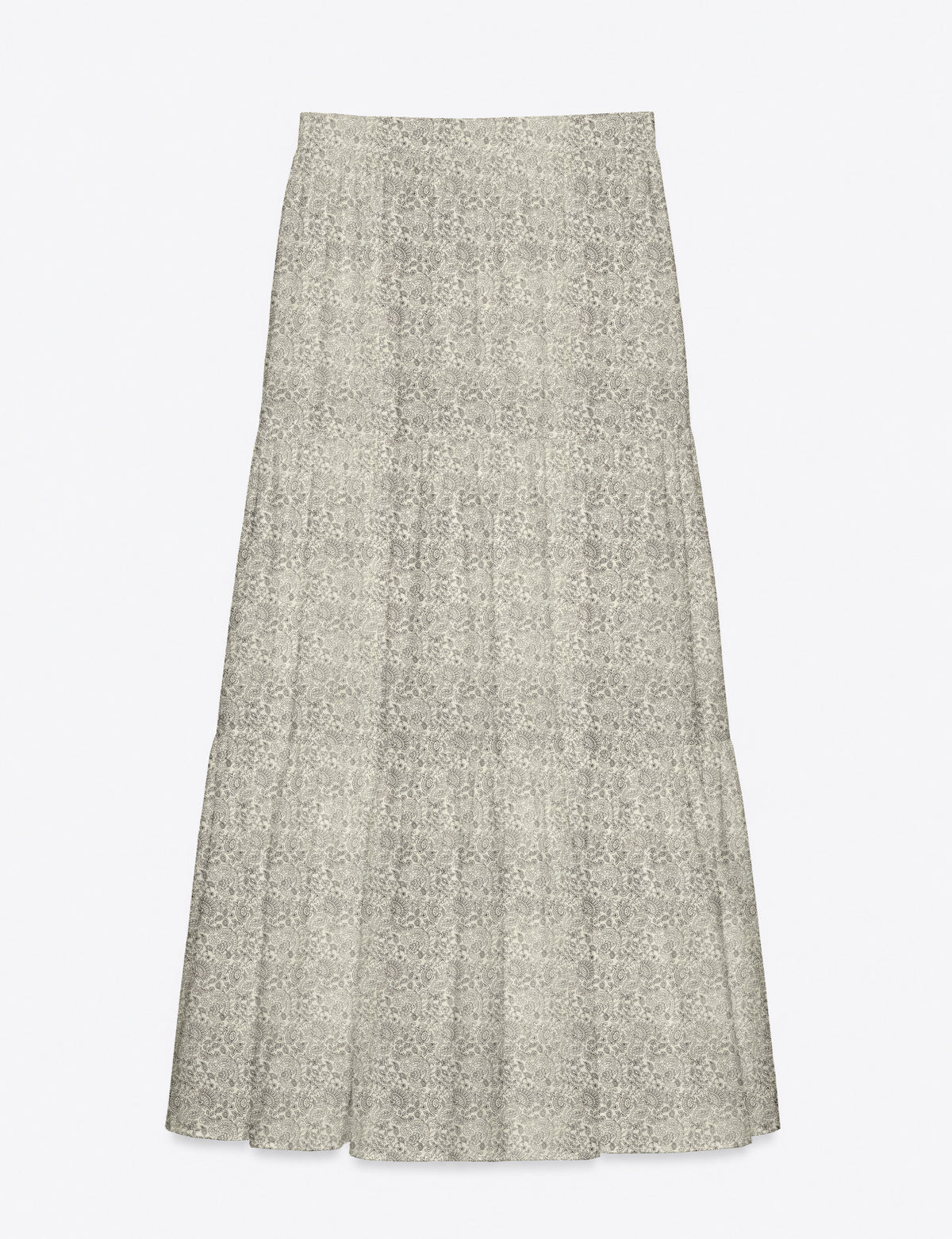 Falda midi escalonada - Blanco Tropical