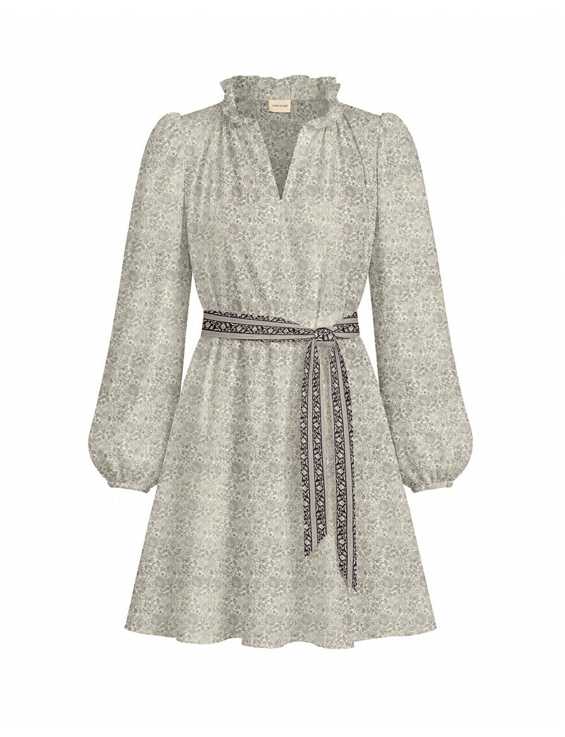 Swing dress with belt - White Tropical
