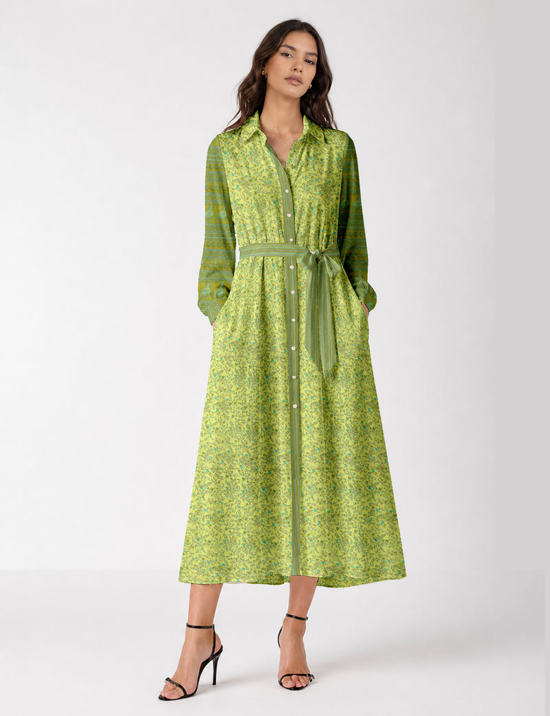 Long shirt dress - Yellow Floral