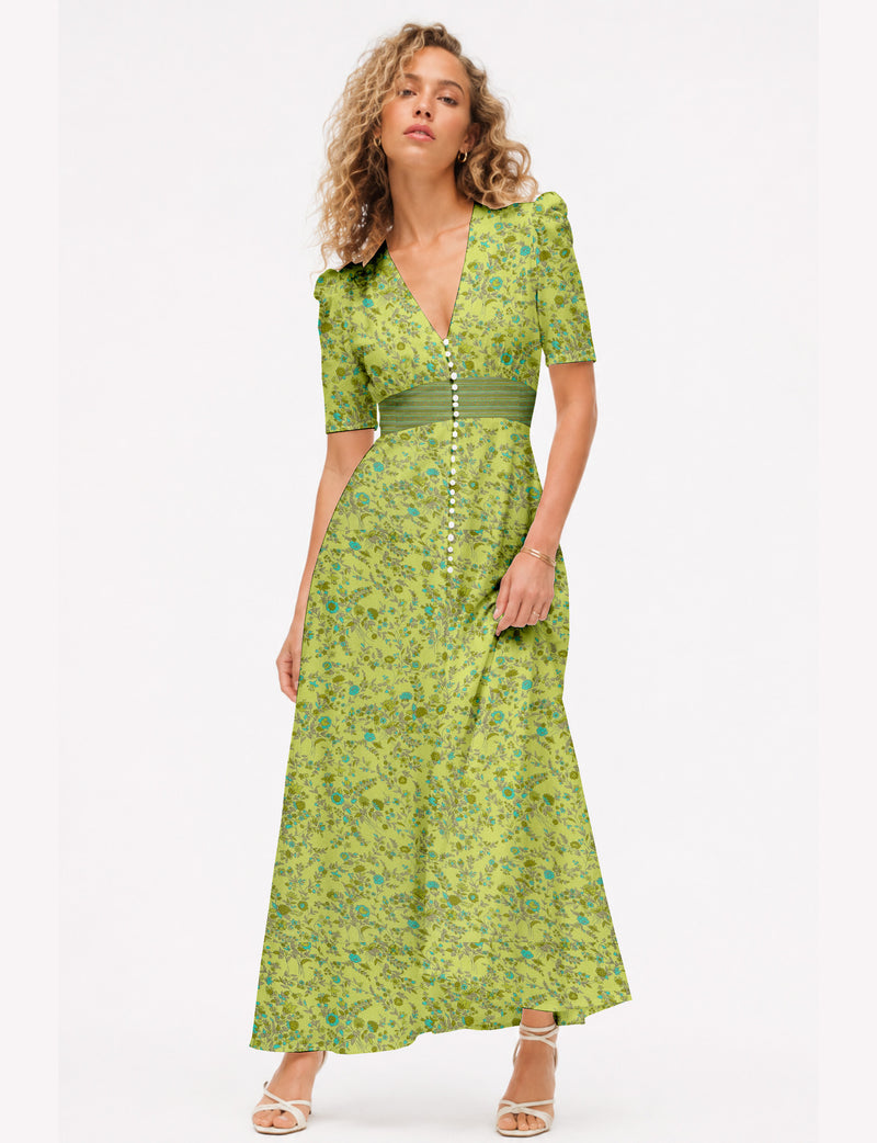 Maxi romantic dress - Yellow Floral
