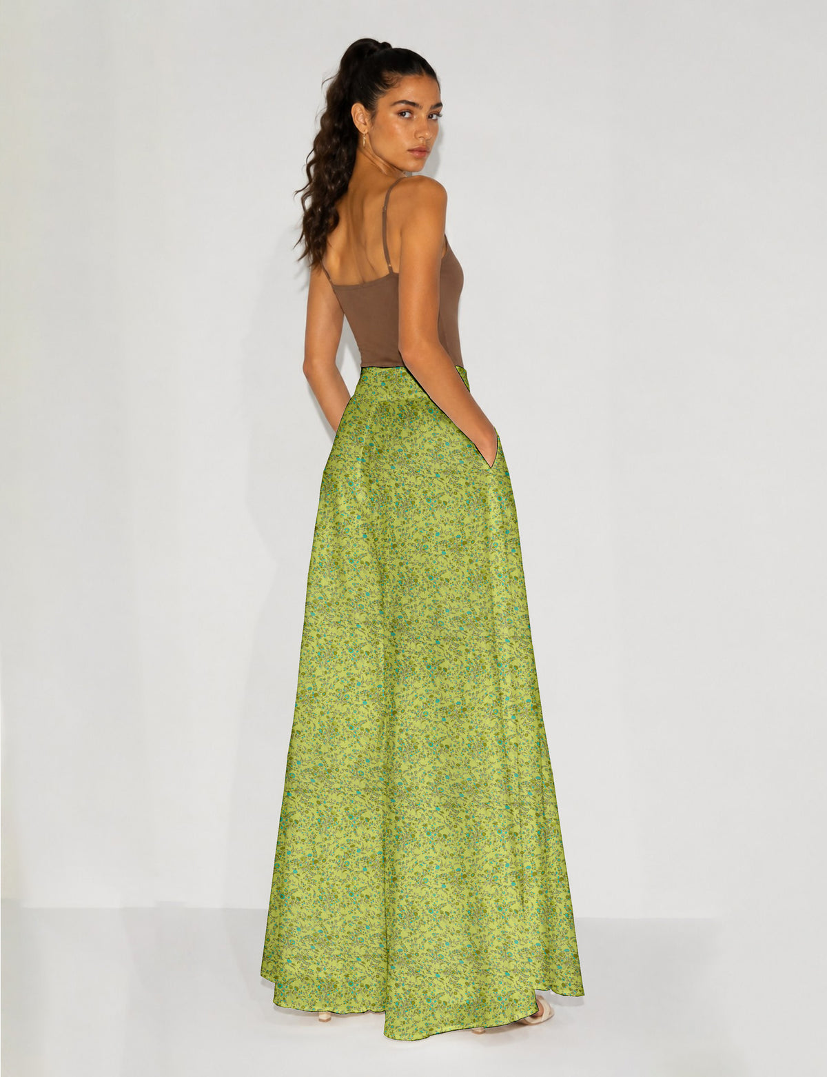 Wide Leg Palazzo Trousers - Yellow Floral