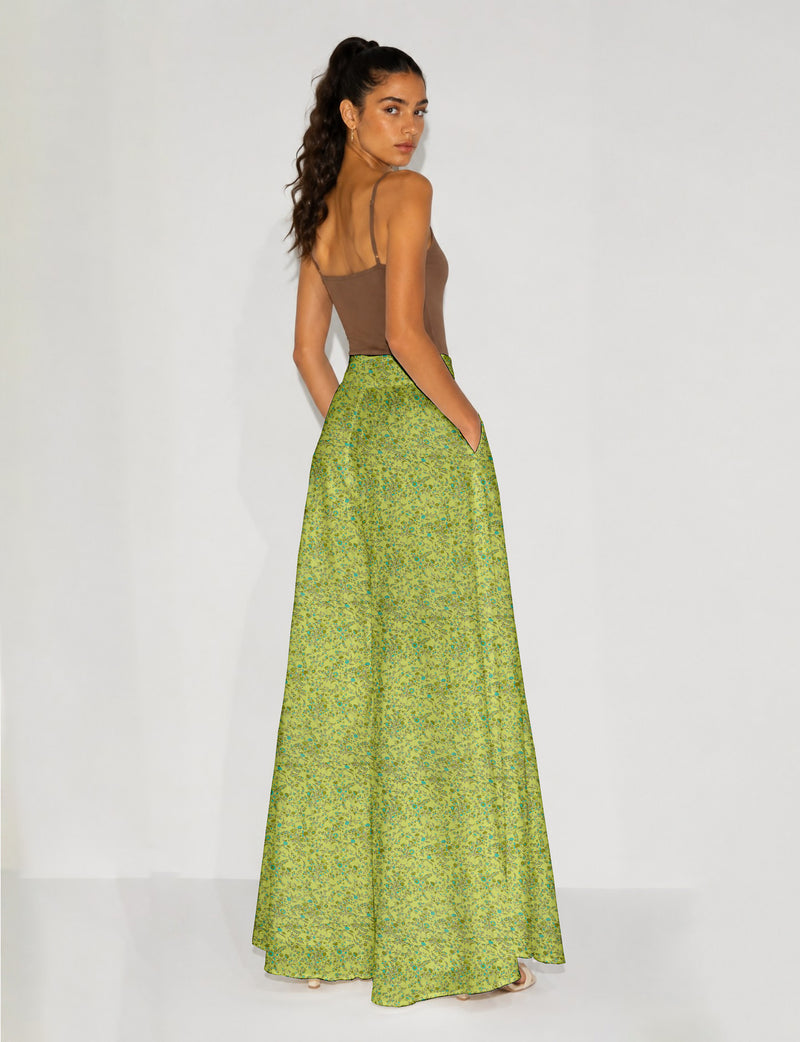 Wide Leg Palazzo Trousers - Yellow Floral