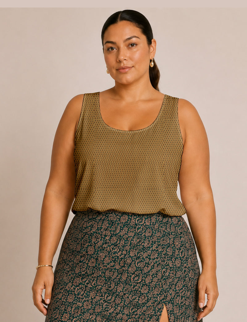 Sleeveless blouse - Yellow Floral