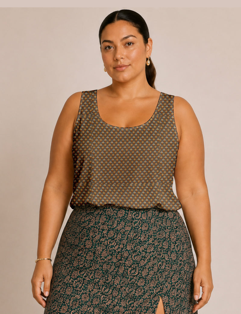 Sleeveless blouse - Yellow Floral