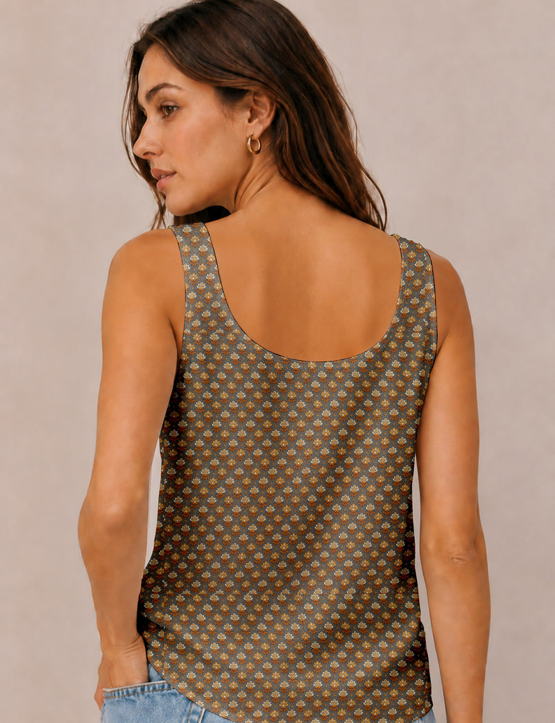 Sleeveless blouse - Yellow Floral