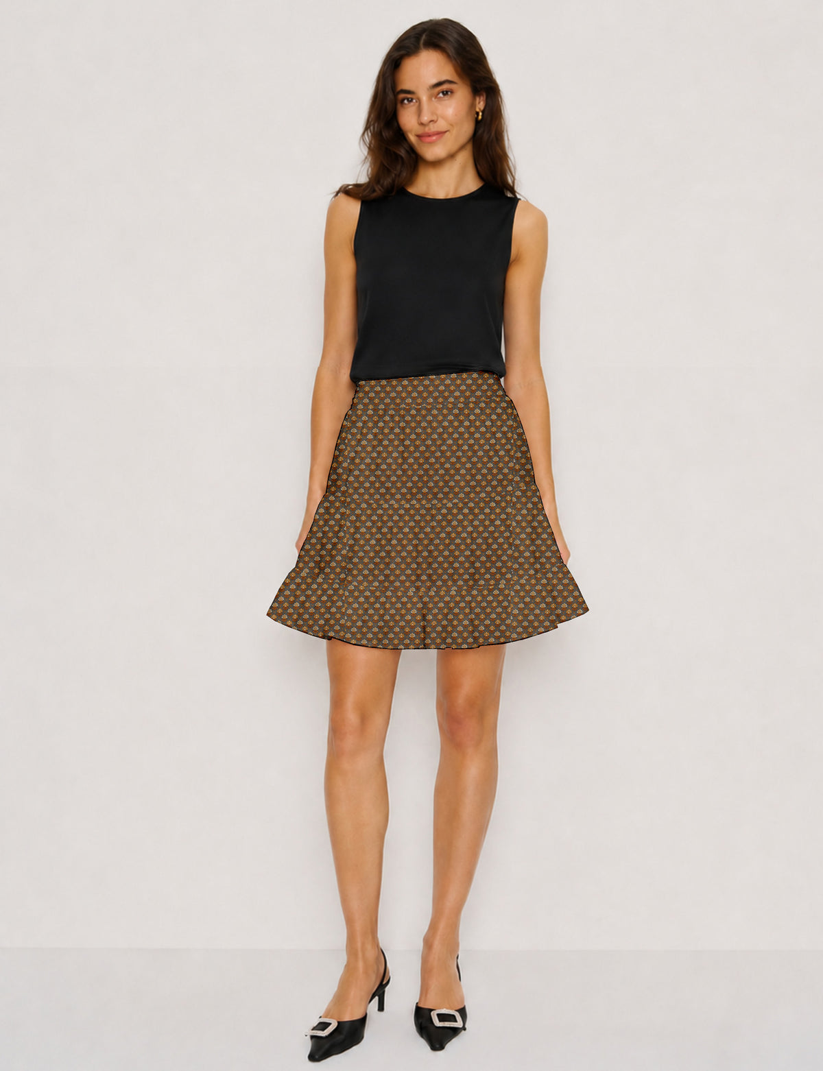 Short tiered skirt - Yellow Floral