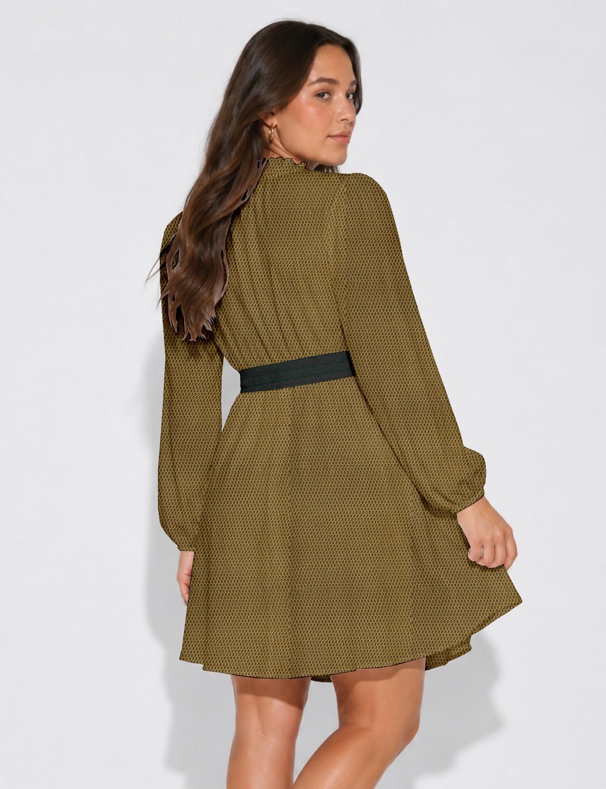 Swing dress with belt - Yellow Micro Design