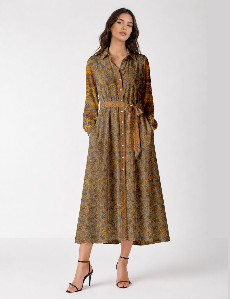 Long shirt dress - Yellow Tropical